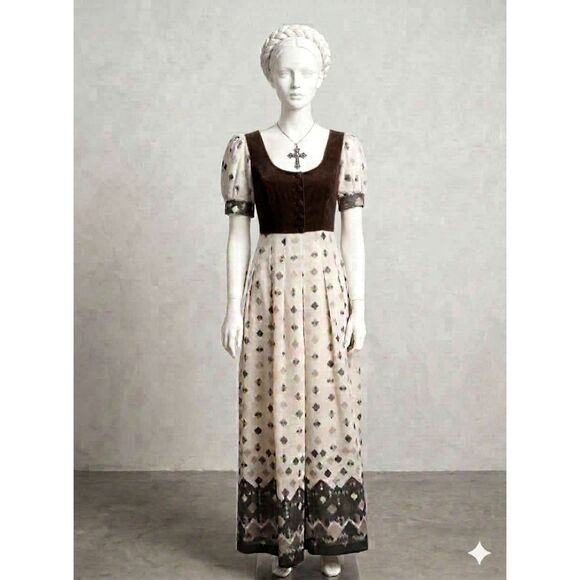 Miss Marlene - England Dresses & Skirts - VTG 70s Miss Marlene Dress England Velour Renaissance Faire Cottagecore Maxi XS